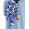 Chemise de vacances pour homme, imprimée de fleurs et de papillons, à boutons - Bleu gris 5XL