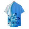 Vacation Couple Outfit Colorblock Flower Pattern Ruched Mini Dress and Shirt Set - Bleu Ciel S | US 4