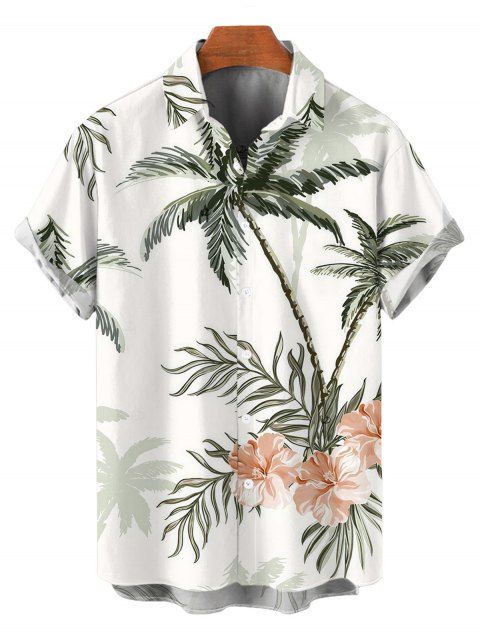 Chemise de vacances pour homme, imprimé floral cocotier, boutonnée