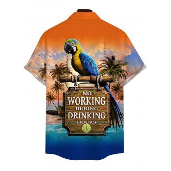 Vacation Couple Outfit Parrot Coconut Tree Letter Print Dress and Shirt Set