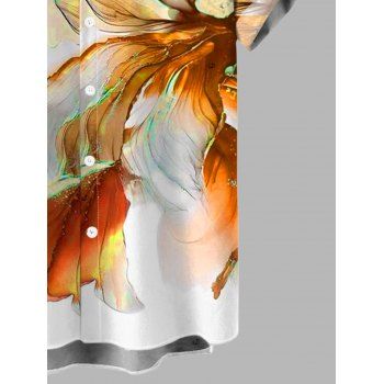 Vacation Couple Outfit Ombre Flower Print Spaghetti Strap Dress and Shirt Set