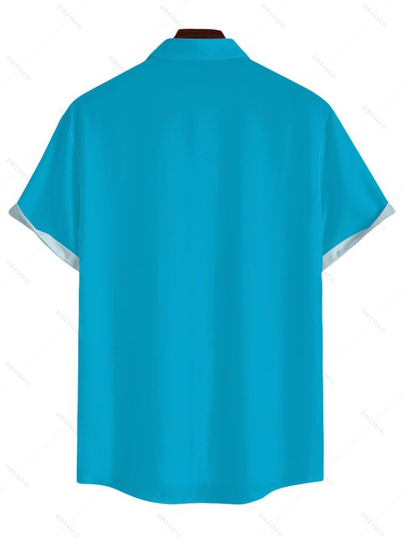 Chemise de vacances pour homme, imprimé de feuilles de cocotier et de paysage de plage, à boutons - Pers 5XL