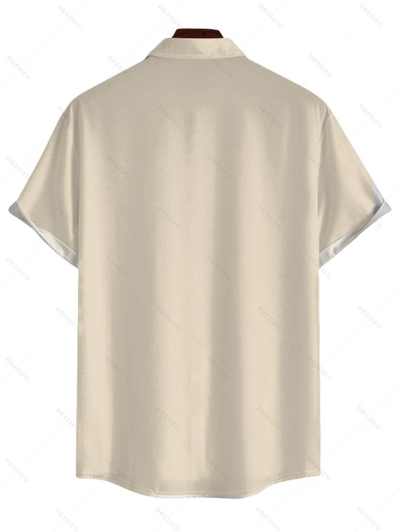 Chemise de vacances pour homme, imprimé paysage tropical de plage, chemise boutonnée - Abricot 5XL