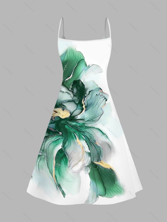 Robe de vacances à imprimé floral ombré et fines bretelles - Émeraude XXXXL | US 18