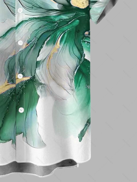 Chemise de vacances pour homme, imprimé floral ombré, boutonnée - Émeraude L
