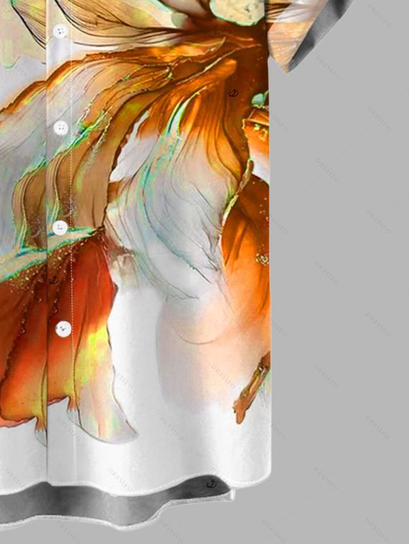 Chemise de vacances pour homme, imprimé floral ombré, boutonnée - Orange 5XL