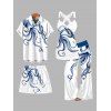 Vacation Couple Outfit Octopus Foot Print Tank Top Wide Leg Pants and Button Up Shirt Drawstrings Shorts Beach Matching Outfit - Blanc S | US 4