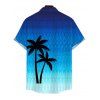 Chemise de vacances pour homme, imprimé zigzag ombré de cocotiers, boutonnée - Bleu 4XL