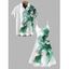 Vacation Couple Outfit Ombre Flower Print Spaghetti Strap Dress and Shirt Set - Rouge Vineux S | US 4