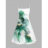 Vacation Couple Outfit Ombre Flower Print Spaghetti Strap Dress and Shirt Set - Émeraude S | US 4