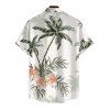 Vacation Couple Outfit Coconut Tree Floral Print Slit Dress and Shirt Set - Vert clair S | US 4