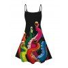 Robe amusante à imprimé pieuvre et bretelles spaghetti - Noir XXXXXL | US 20