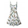 Robe de vacances à bretelles spaghetti et imprimé de feuilles colorées - Vert clair XXXXXL | US 20