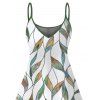 Robe de vacances à bretelles spaghetti et imprimé de feuilles colorées - Vert clair XXXXXL | US 20
