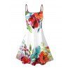 Robe de vacances à bretelles spaghetti et imprimé de fleurs colorées - Rouge S | US 4