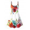 Robe de vacances à bretelles spaghetti et imprimé de fleurs colorées - Rouge S | US 4