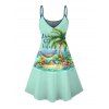 Robe de plage à imprimé paysage de cocotiers et bretelles spaghetti - Vert clair S | US 4