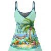 Robe de plage à imprimé paysage de cocotiers et bretelles spaghetti - Vert clair S | US 4