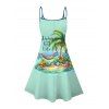 Robe de plage à imprimé paysage de cocotiers et bretelles spaghetti - Vert clair S | US 4