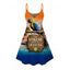 Robe de vacances à imprimé perroquet et cocotier, bretelles spaghetti - multicolor XXXXXL | US 20