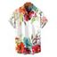 Chemise de vacances pour homme à motif de fleurs et de feuilles colorées, chemise boutonnée - Rouge 5XL