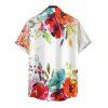 Chemise de vacances pour homme à motif de fleurs et de feuilles colorées, chemise boutonnée - Rouge 5XL