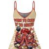Robe de vacances à imprimé drôle de pieuvre et de chef, bretelles spaghetti - café lumière S | US 4