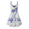 Robe de vacances à imprimé géométrique cocotier et planche de surf, bretelles spaghetti - Bleu Marine XXXXXL | US 20