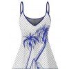 Robe de vacances à imprimé géométrique cocotier et planche de surf, bretelles spaghetti - Bleu Marine XXXXXL | US 20