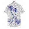 Chemise de vacances pour homme, imprimé géométrique de planche de surf et de cocotier, à boutons - Bleu Marine 5XL