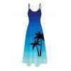 Robe de vacances longue à poches, imprimé ombré cocotier en zigzag - Bleu Marine S | US 4