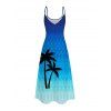 Robe de vacances longue à poches, imprimé ombré cocotier en zigzag - Bleu Marine S | US 4