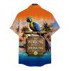 Chemise de vacances pour homme, imprimé perroquet et cocotier, à boutons - multicolor 5XL