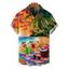 Chemise de vacances pour homme, imprimé paysage de plage, noix de coco et verre, à boutons - multicolor 5XL