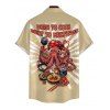 Chemise de vacances pour homme avec imprimé amusant de poulpe et de chef, à boutons - café lumière 5XL