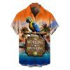 Vacation Couple Outfit Parrot Coconut Tree Letter Print Dress and Shirt Set - multicolor S | US 4