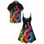 Funny Couple Outfit Octopus Glass Print Spaghetti Strap Dress and Shirt Set - Noir S | US 4