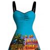 Robe de vacances à imprimé lettres, feuilles de cocotier et paysage de plage - Pers XXXXXL | US 20