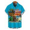 Chemise de vacances pour homme, imprimé de feuilles de cocotier et de paysage de plage, à boutons - Pers 5XL