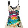 Robe de vacances à imprimé lettres et paysage tropical sur la plage - Abricot XXXXXL | US 20