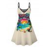 Robe de vacances à imprimé lettres et paysage tropical sur la plage - Abricot XXXXXL | US 20