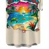 Chemise de vacances pour homme, imprimé paysage tropical de plage, chemise boutonnée - Abricot 5XL