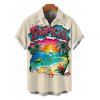 Vacation Couple Outfit Beach Landscape Letter Print Dress and Shirt Set - Abricot S | US 4