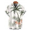 Vacation Couple Outfit Coconut Tree Floral Print Slit Dress and Shirt Set - Vert clair S | US 4