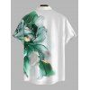 Chemise de vacances pour homme, imprimé floral ombré, boutonnée - Émeraude L