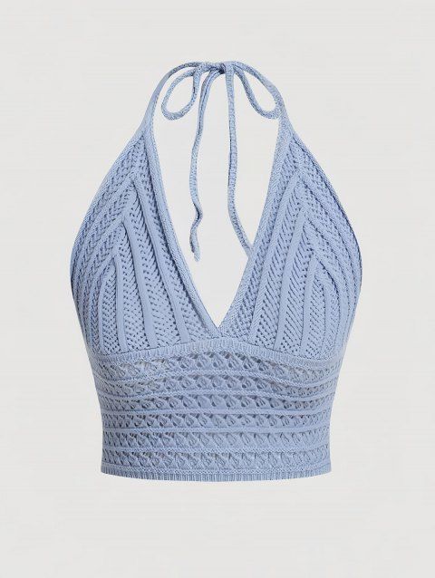 Débardeur court uni en crochet, dos nu