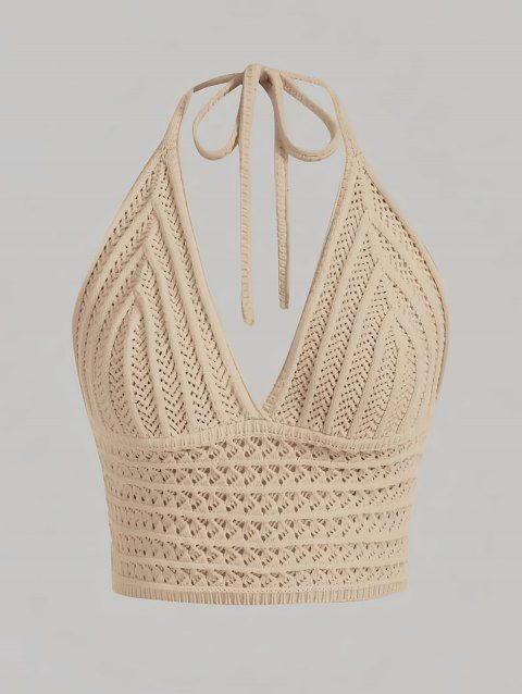 Débardeur court uni en crochet, dos nu