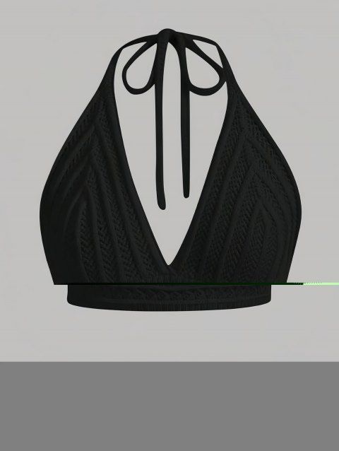 Débardeur court uni en crochet, dos nu