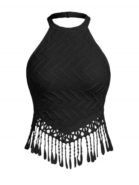 Débardeur court de vacances uni à franges texturées