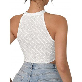 Vacation Cropped Tank Top Solid Color Textured Tassel Tank Top